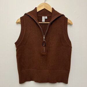 NWOT Joie Rust 1/4 Zip Collared Sweater Vest, Size Medium